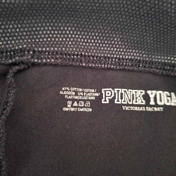 Pink Victorias Secret Black Fold Over Women's Yoga Leggings Size Small Petite - Picture 4 of 10
